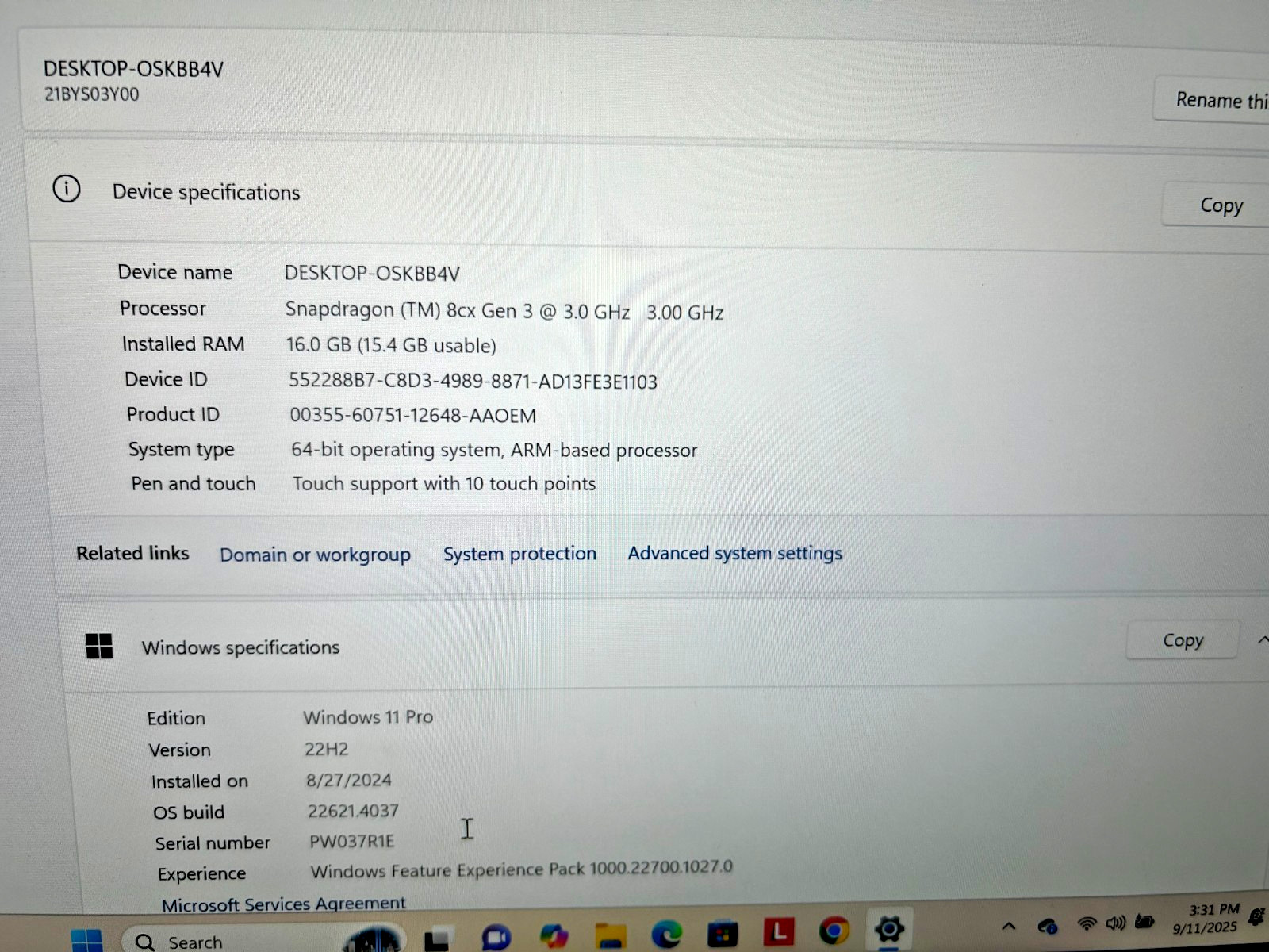 Lenovo ThinkPad X13s Gen1 5G 13.3″ TOUCH Snapdragon 8cx Gen3 3GHz 16GB 512GB