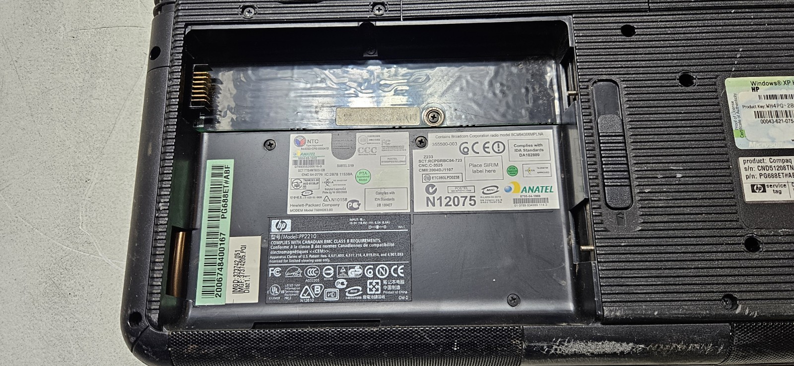 HP Compaq Laptop NX9105 / AMD Sempron 1.60Ghz / 256Mb Ram / Win XP