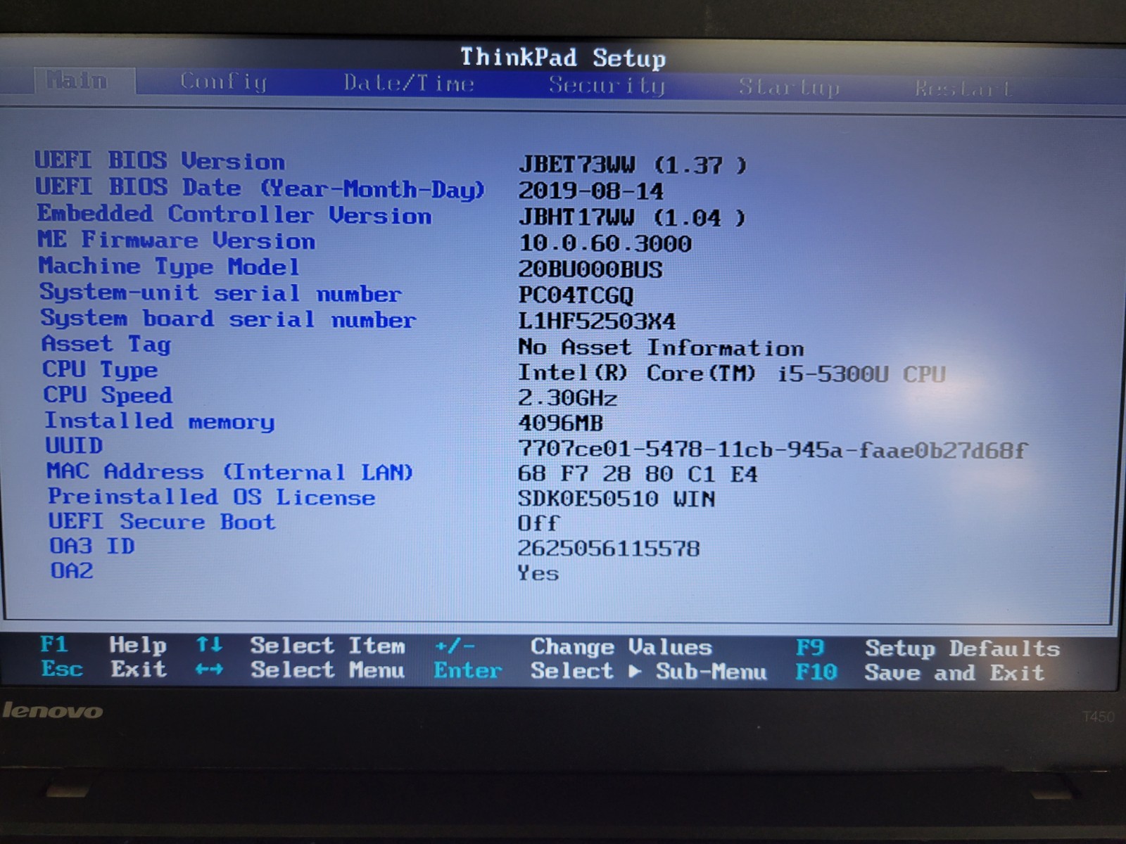 Lenovo ThinkPad T450 i5-5300U 4GB RAM *AS IS/No HDD/No OS/No Battery* | LP483