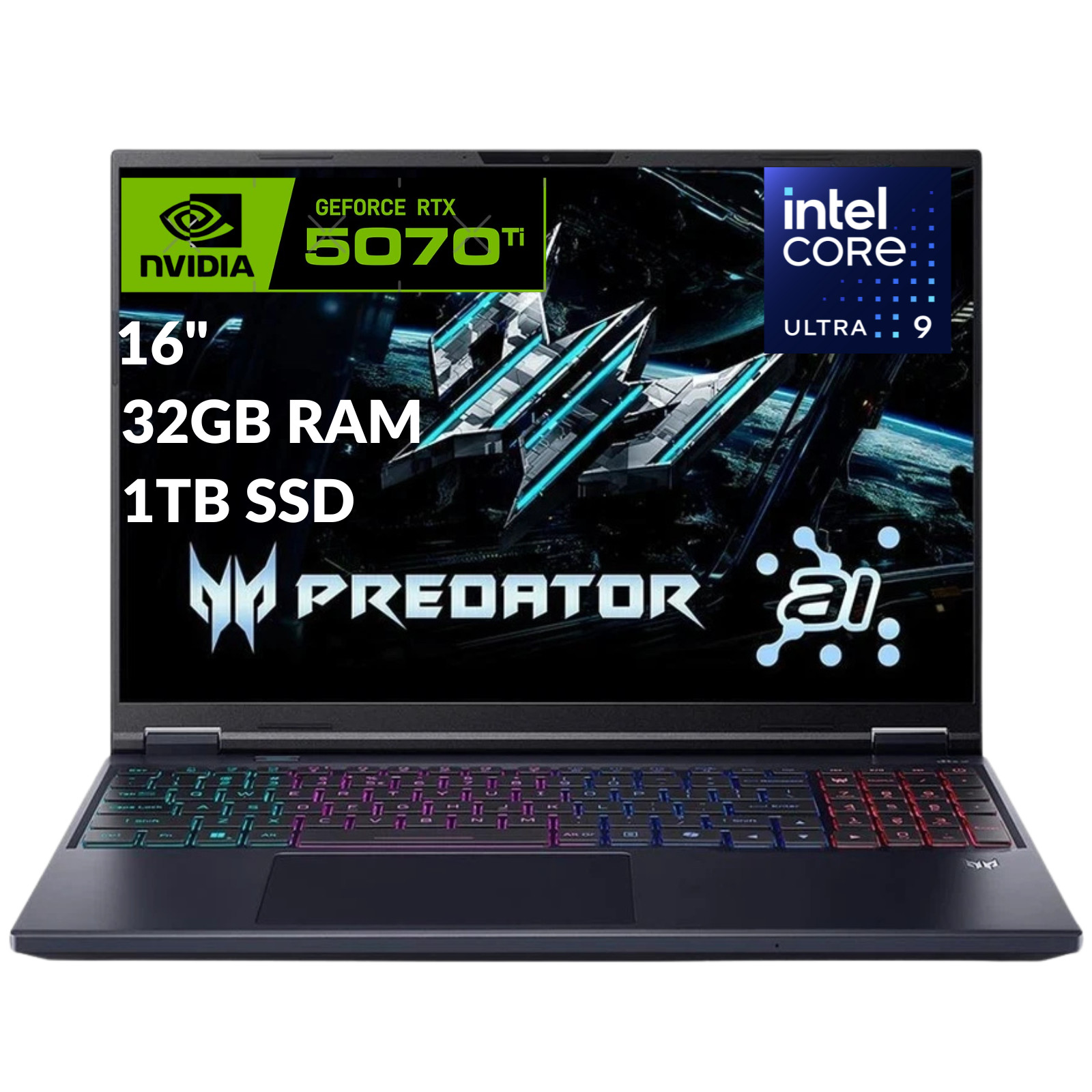 Acer Predator Helios Neo 16″AI Laptop Geforce RTX 5070Ti i9 32GB 1TB Refurbished