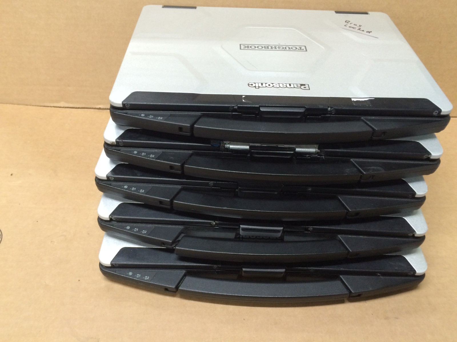 Lot of 5 Panasonic ToughBook CF-54 Laptops BIOS Locked No Hard Drives Parts Only