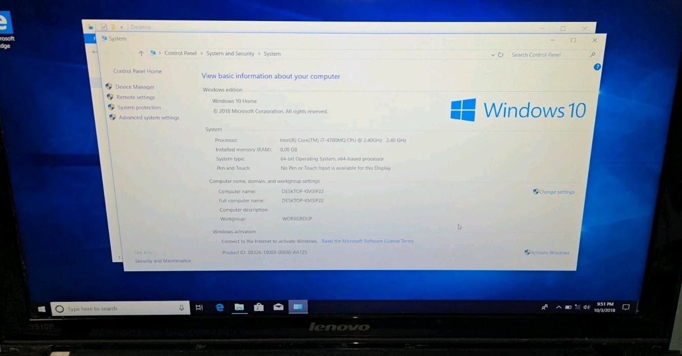 Lenovo Ideapad Y510P 15″ Laptop i7-4700MQ 8gb Ram 1 TB HDD Windows 10 Home