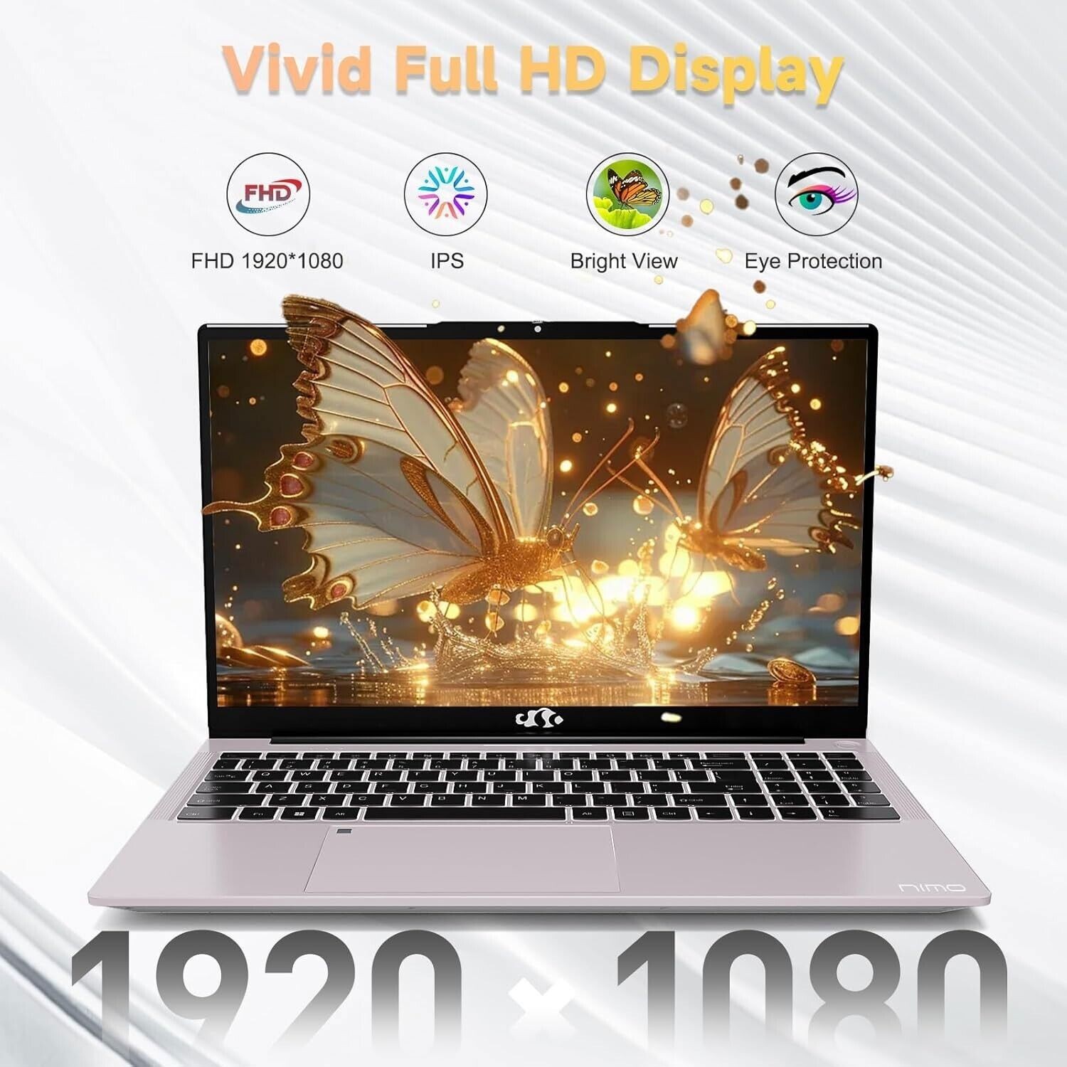 NIMO 15.6″ FHD IPS Laptop 16GB RAM 512GB SSD AMD Ryzen 5 Backlit Keyboard Win11