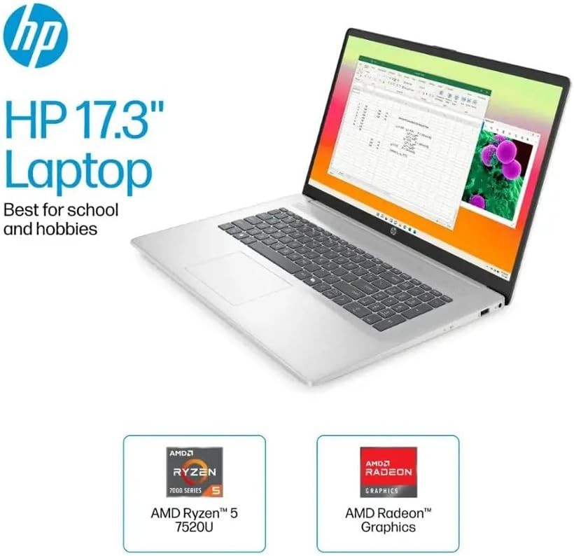 HP 17.3″ Full HD Laptop AMD Ryzen 5 7520U- 8GB Memory 512GB SSD Natural Silver