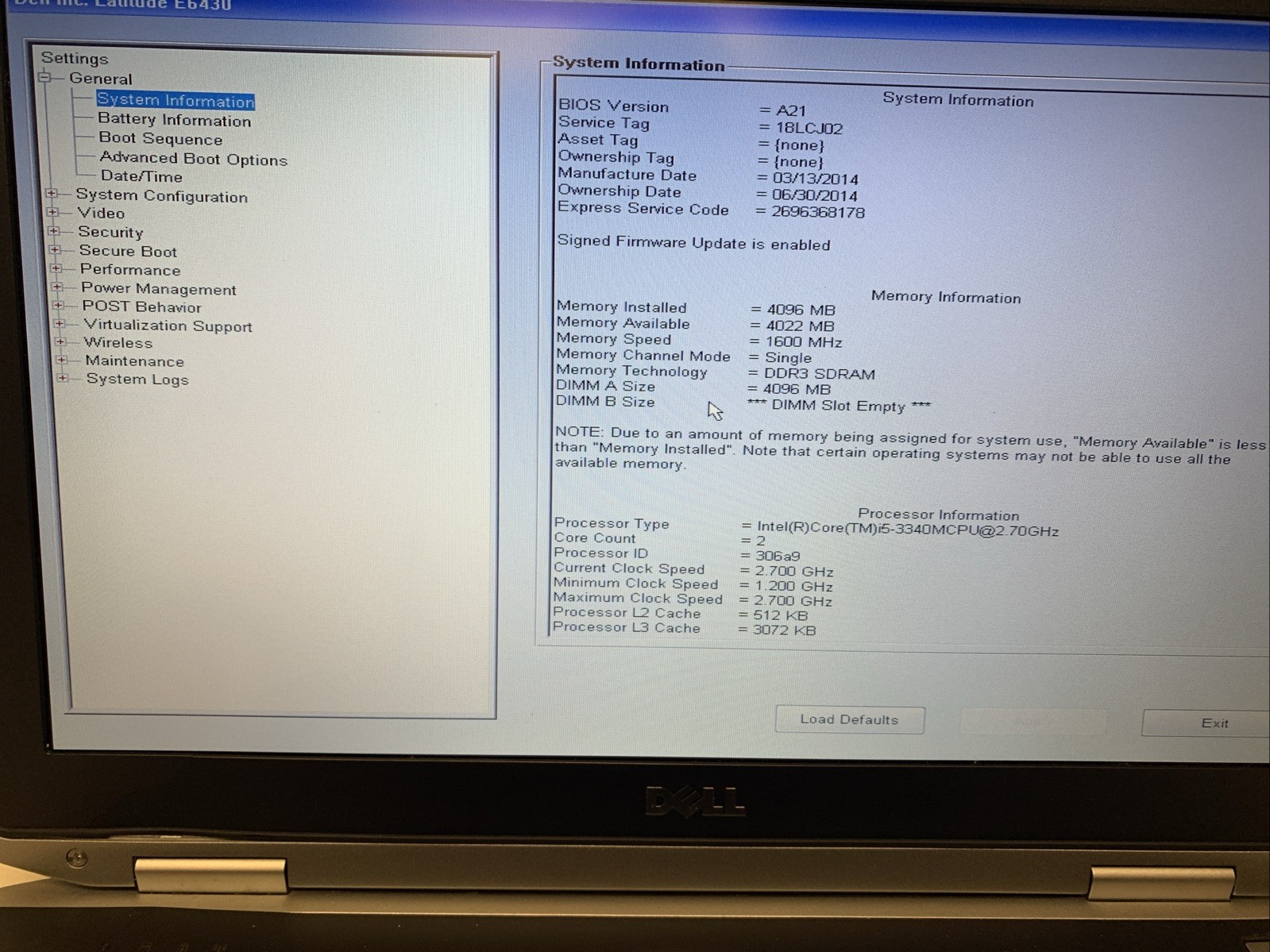 Dell Latitude E6430 Intel i5-3340m 2.70 GHz FOR PARTS READ DESCRIPTION