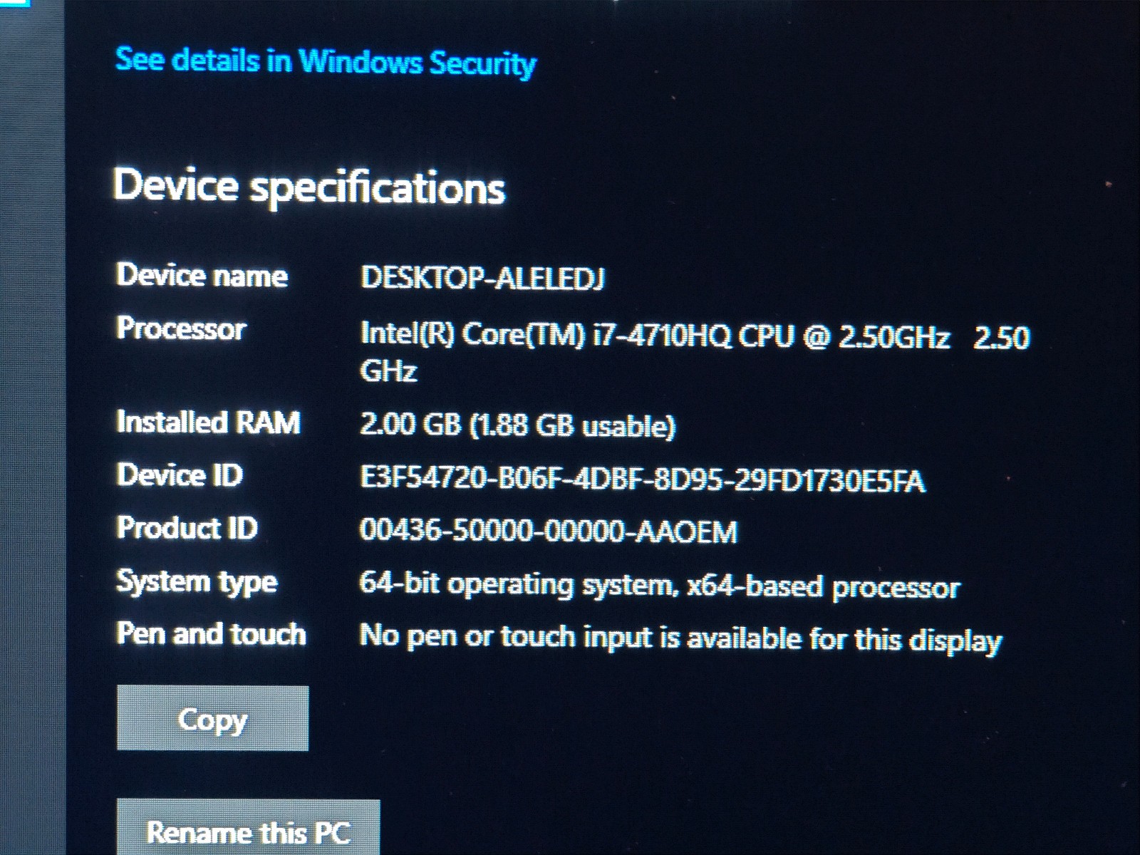 Asus ROG G771 – 150GB HDD, 2GB RAM, Intel i7-4710HQ, Nvidia GTX 860M