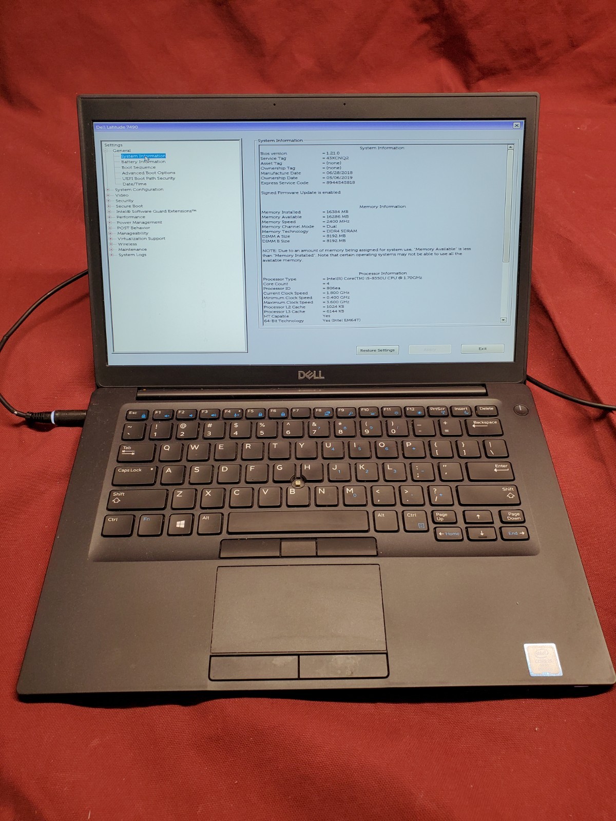 Dell Latitude 7490 i5 8350U 1.70GHz/ 16GB/ 256GB SSD/ 1920×1080 #2939