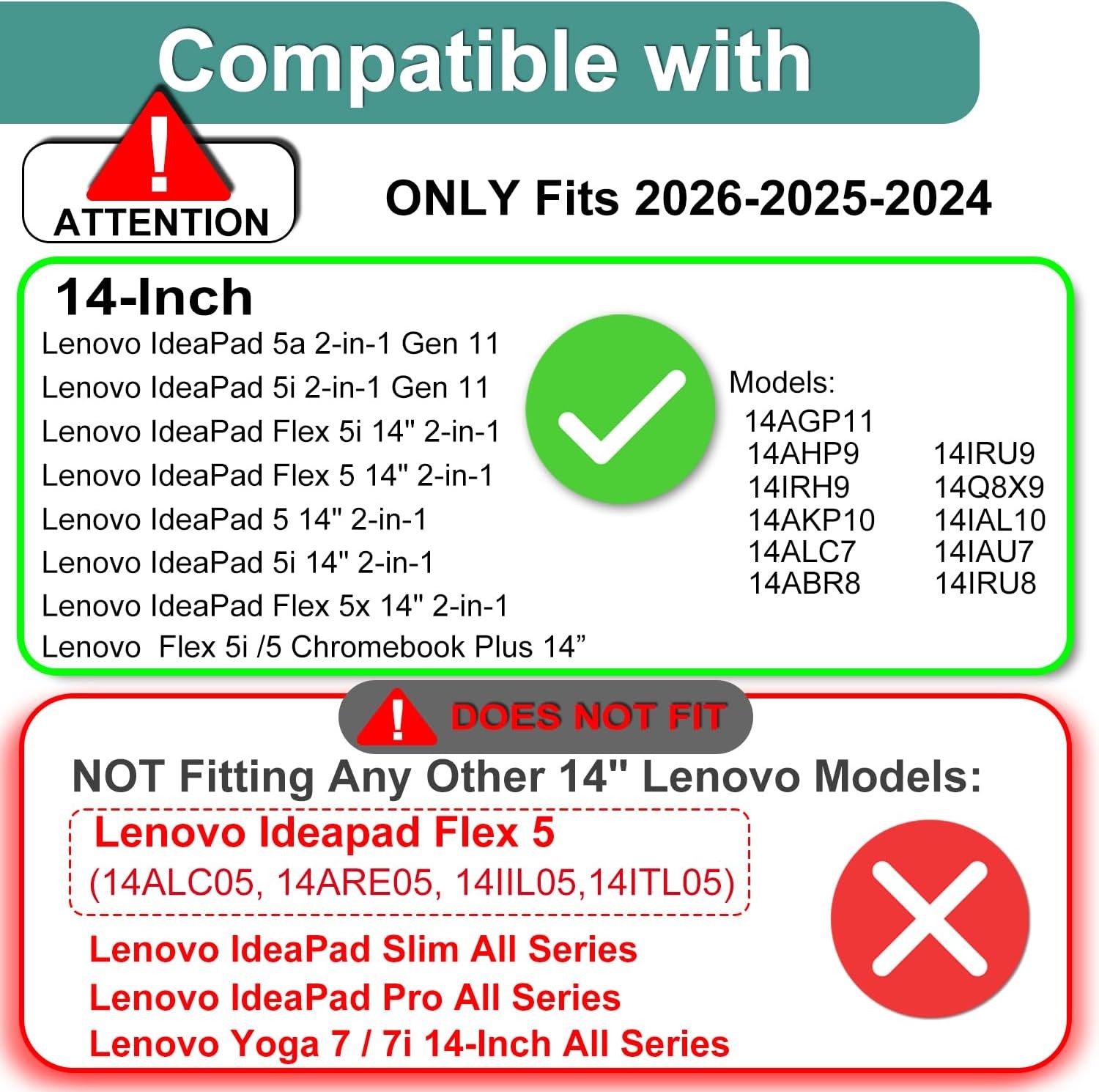 Tempered Glass Screen Protector 2-Pack for 14″ Lenovo IdeaPad 5a / 5i / 5X 2-in-