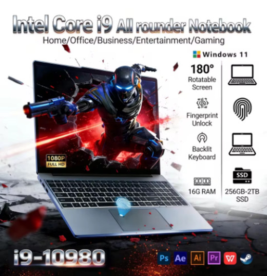 15.6” Laptop Intel Core i9-10980HK, 16GB + 512GB , Backlit KB, Fingerprint Scan