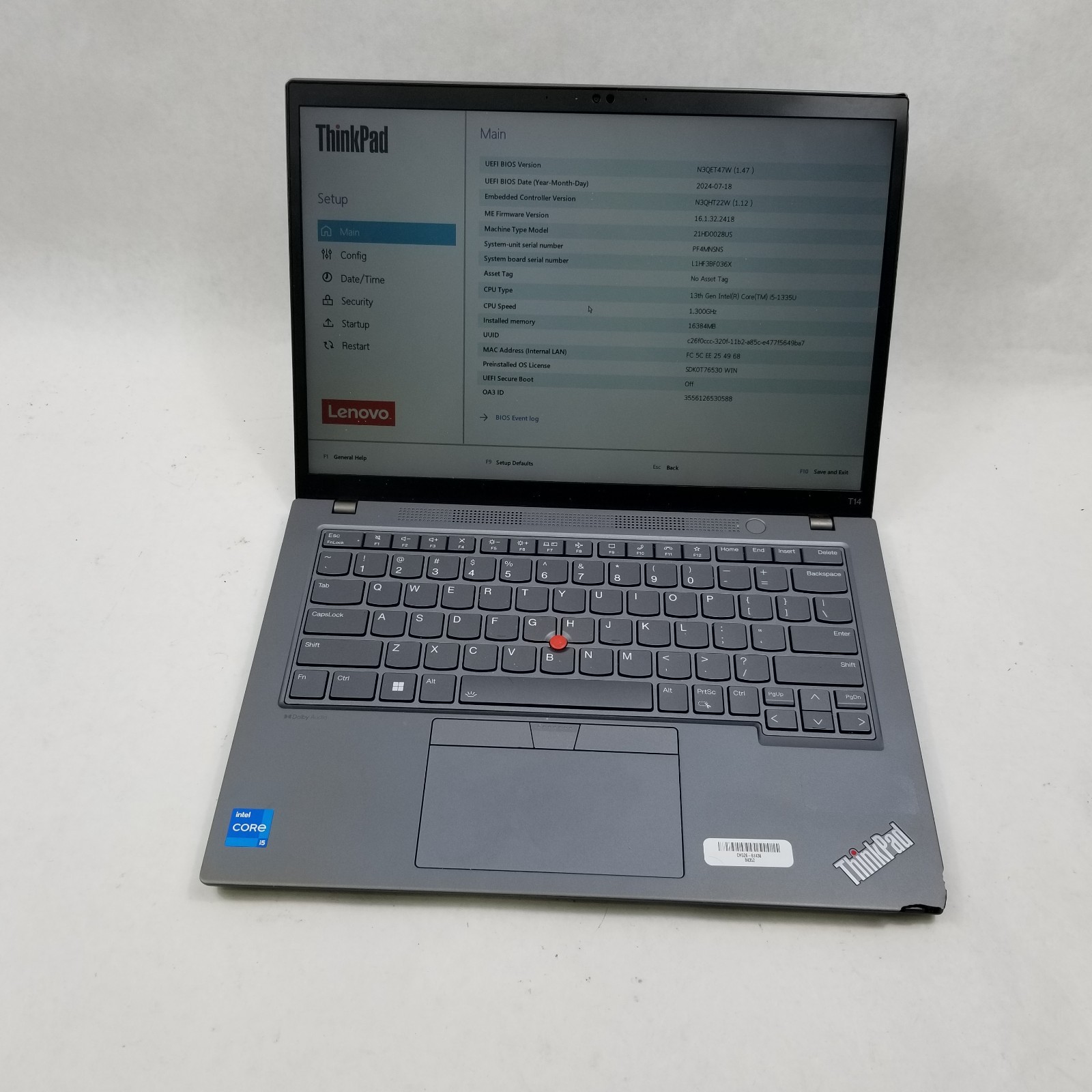 Lenovo ThinkPad T14 Gen 4 FHD Core i5-1335U 1.3 GHz 16GB DDR5 512GB SSD *Read