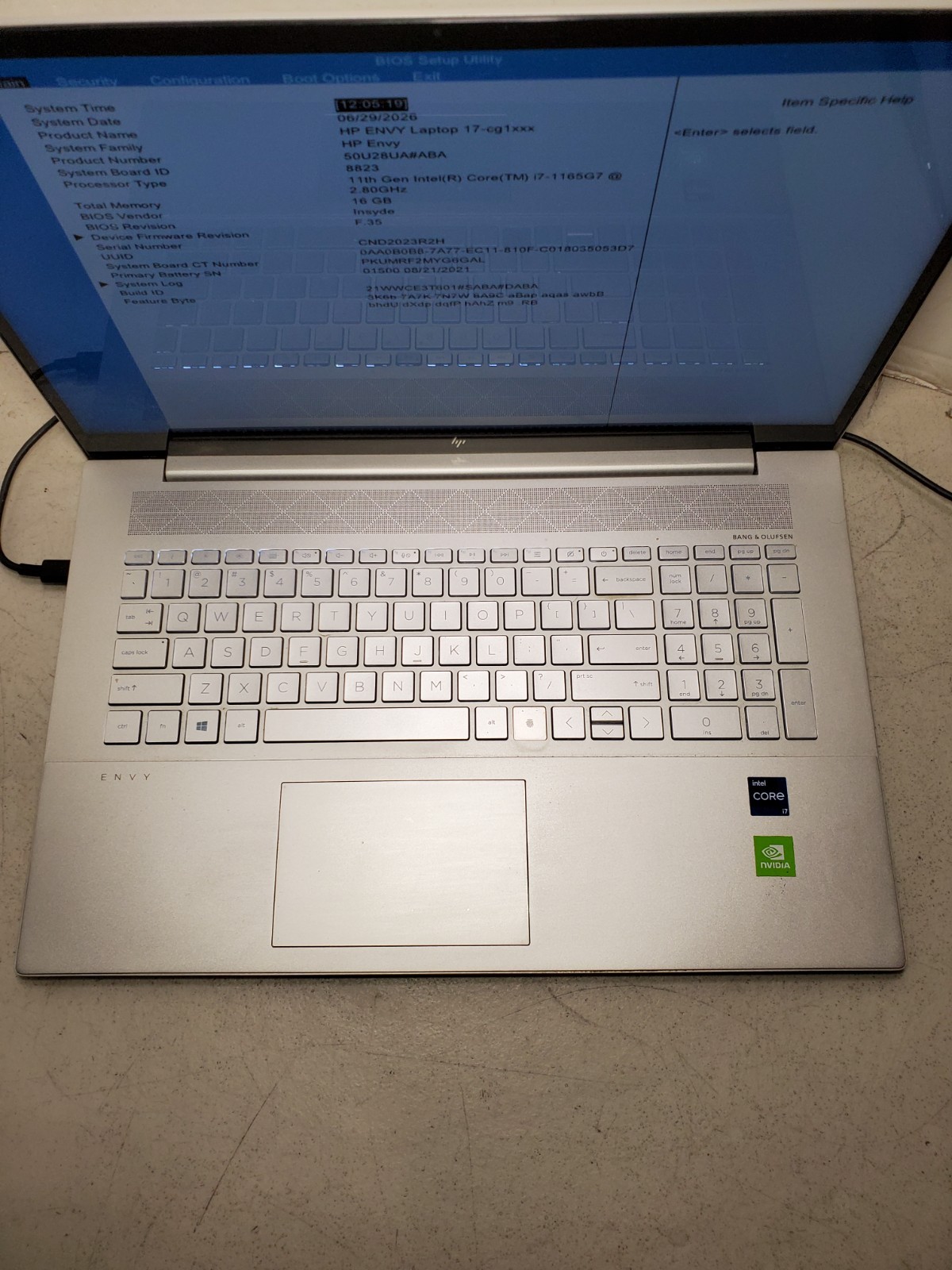 HP Envy CG-1075CL 17.3″ Laptop I7-1165G7 16GB RAM No HDD/SSD/OS! #69
