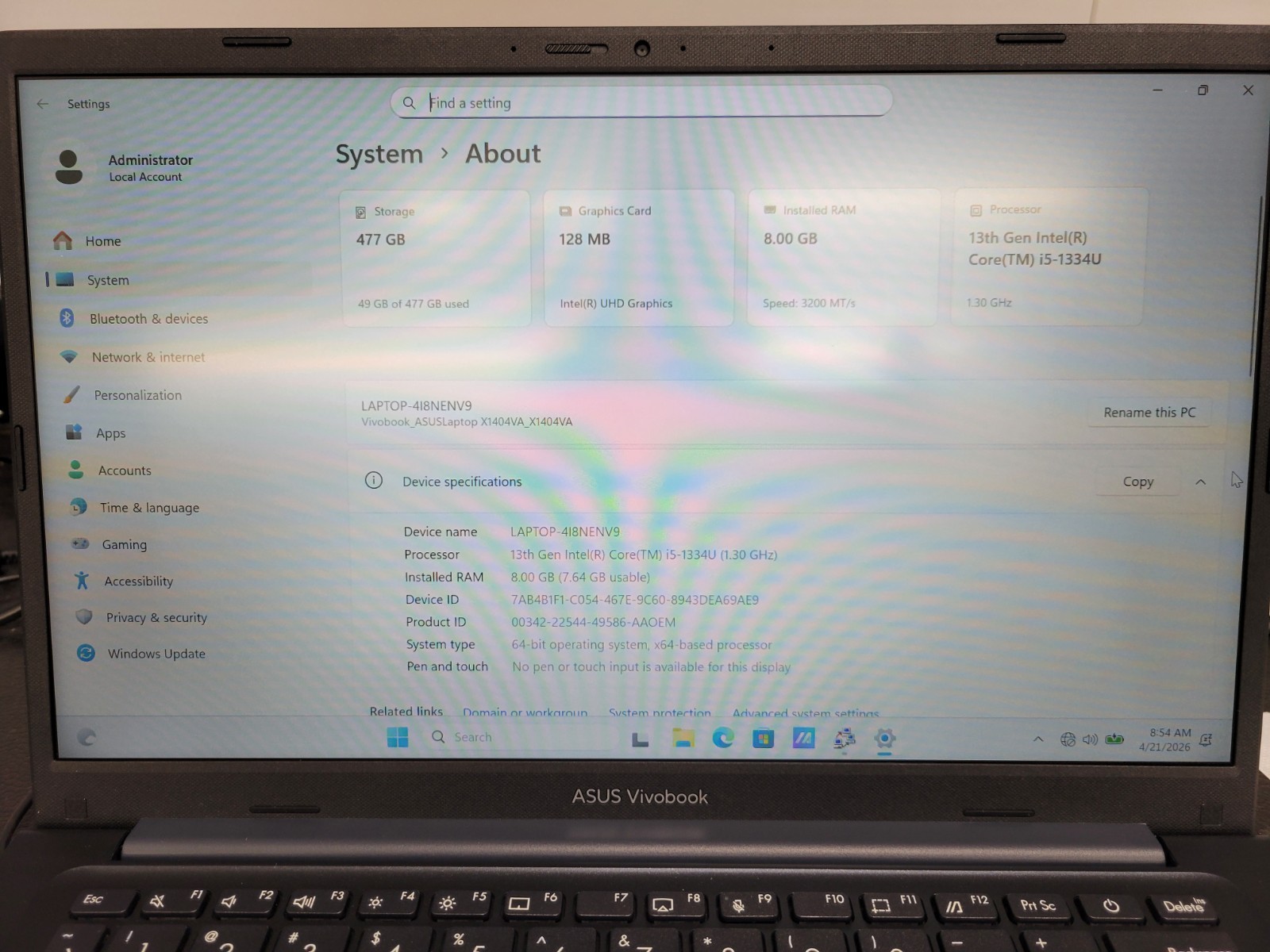 ASUS Vivobook 14 14″ FHD Laptop, Intel Core i5 1334U 8/512 win 11 home