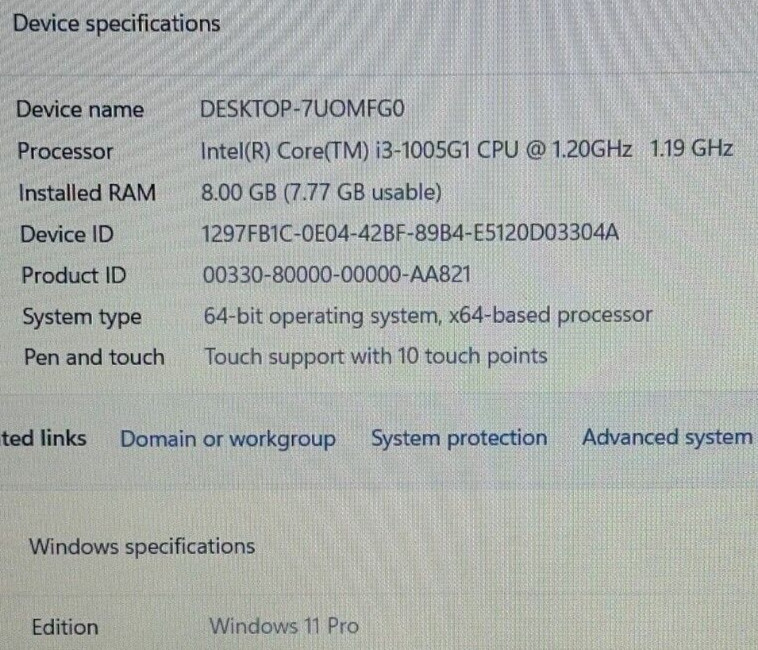 DELL INSPIRON 3593 LAPTOP CORE i3-1005g1 @ 1.20Ghz 8GB RAM 506GB SSD (lp481)