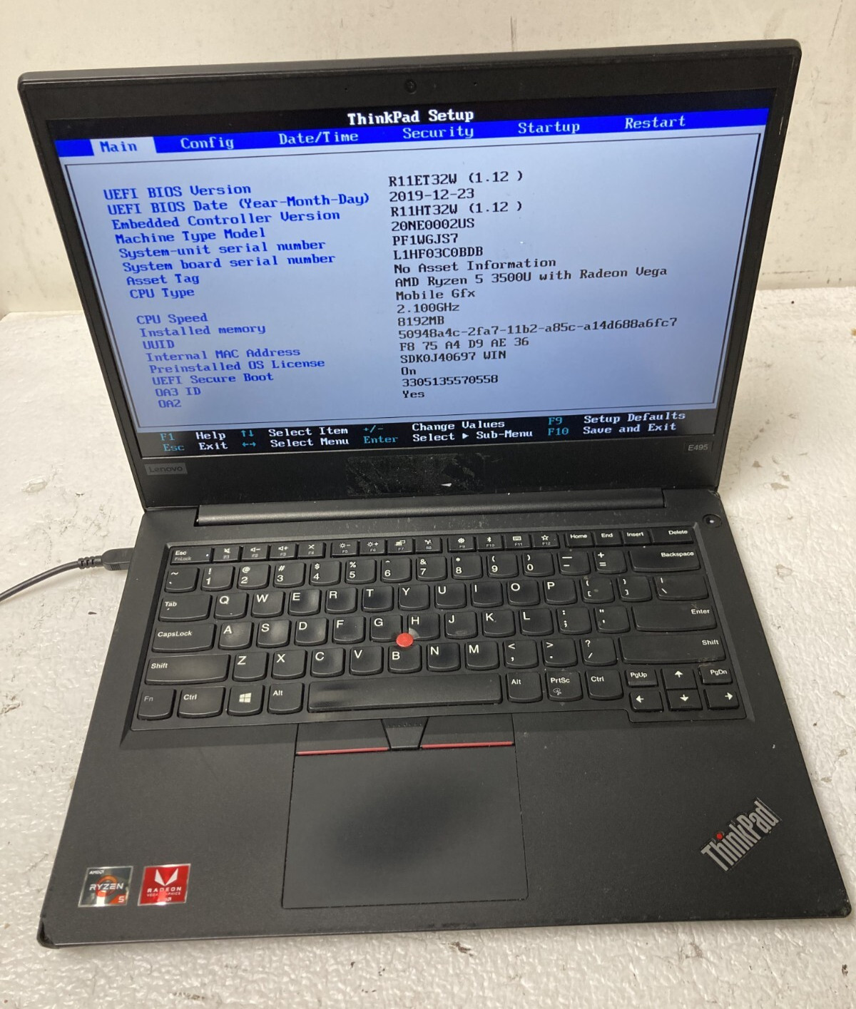 Lenovo Thinkpad E495 AMD Ryzen 5 3500U 8GB RAM NO SSD For Parts *READ