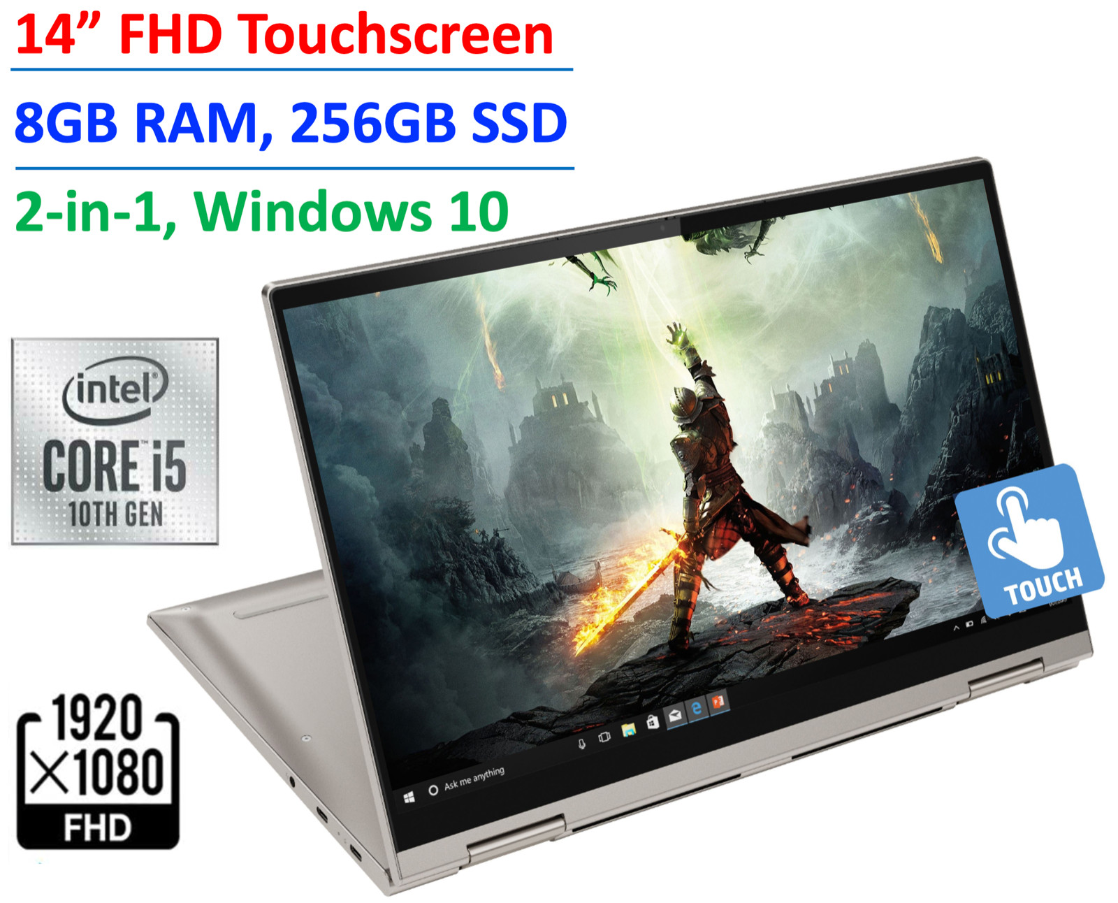 🔥NEW Lenovo Yoga 2-in-1 14″ FHD IPS TouchScreen i5 4.2GHz 8GB 256GB SSD Backlit