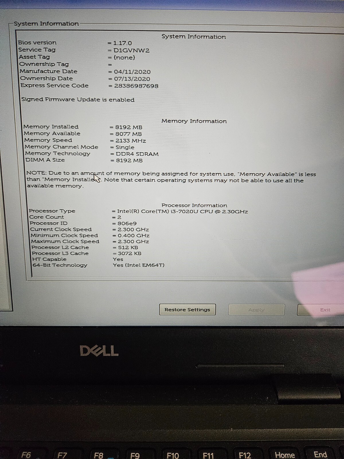 DELL Latitude 3300 13.3″ Core i3 7th Gen 8GB RAM 256GB SSD Win 11 Pro + Charger