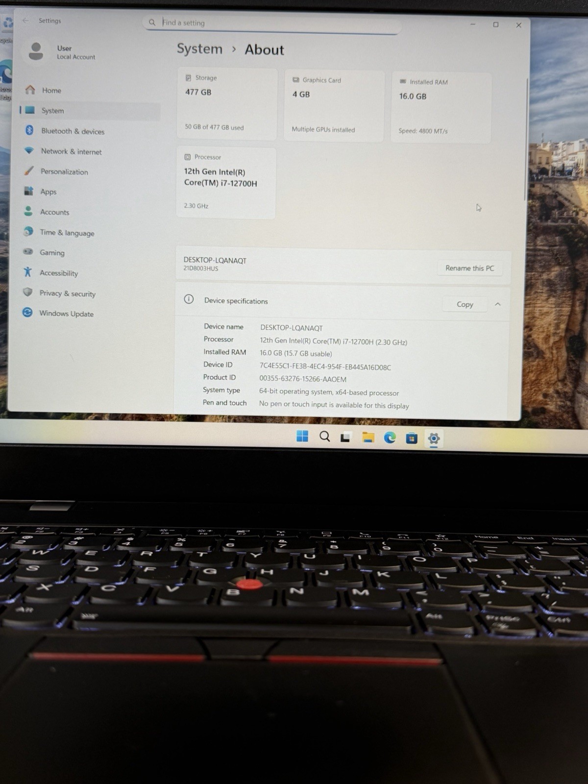 Lenovo ThinkPad P15v Gen 3 i7-12700H 16GB 512GB SSD T1200 Win 11 Pro