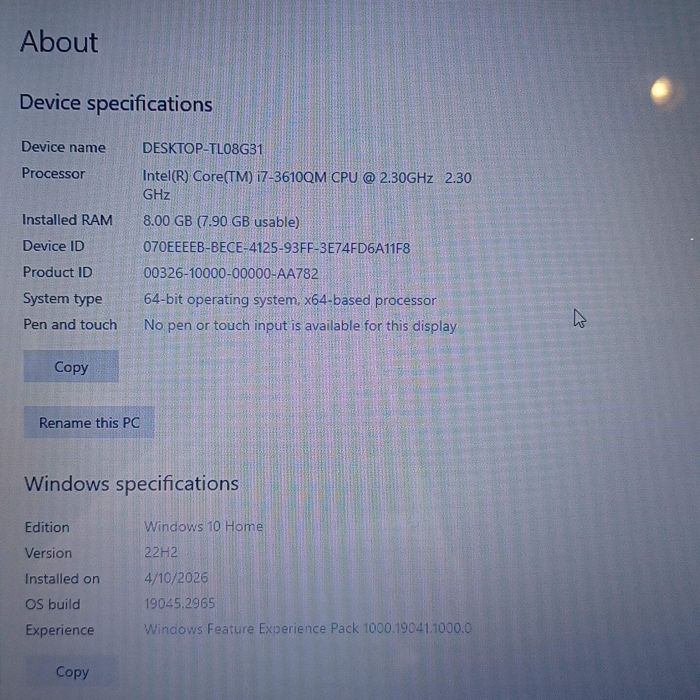 HP Pavilion DV6 15.6″ I7-3610QM 2.3GHz 8GB RAM 750GB HDD