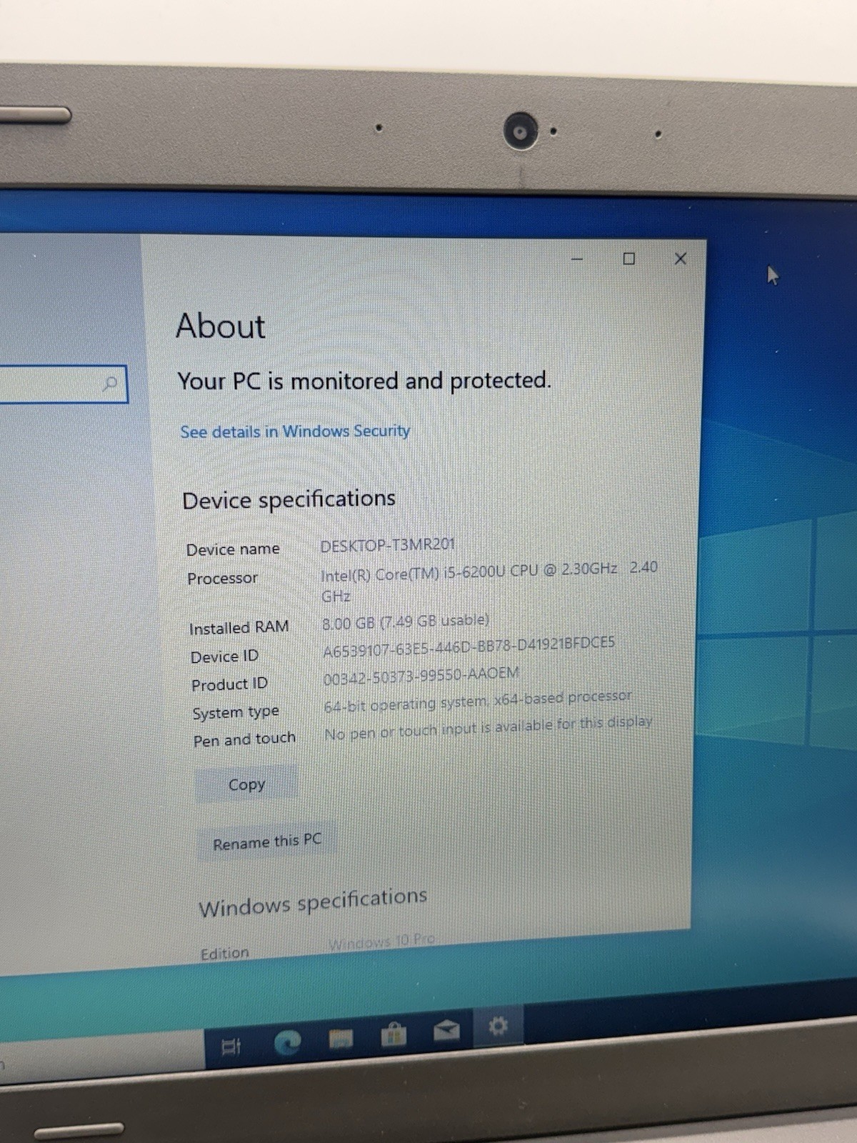 Lenovo ThinkPad E560 15.6” I5-6200U 2.30Ghz 8GB RAM 128GB SSD Win10P