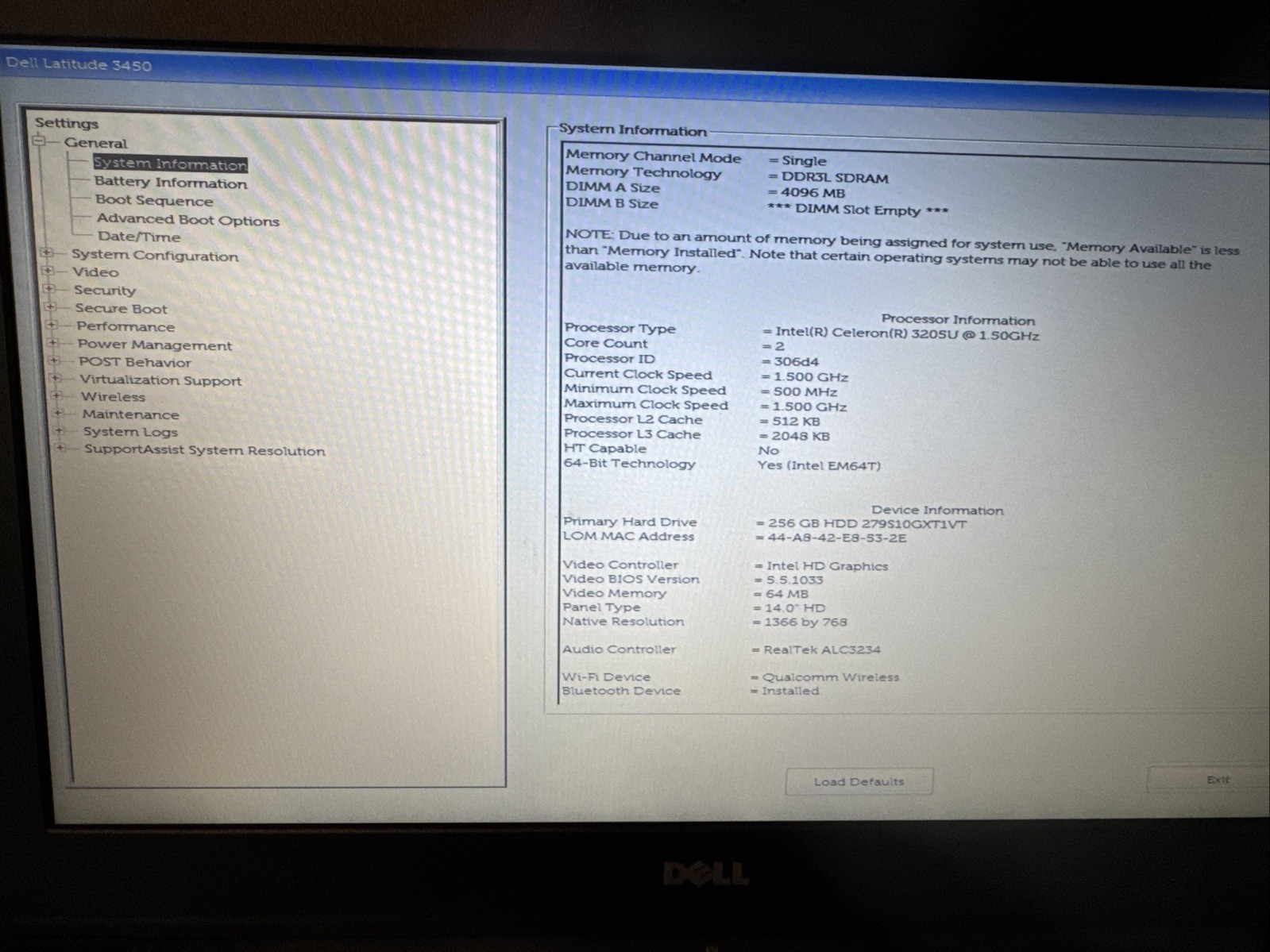 Dell Latitude 3450 14.0″ Intel Celeron 3205U 4 GB 256GB, For Parts