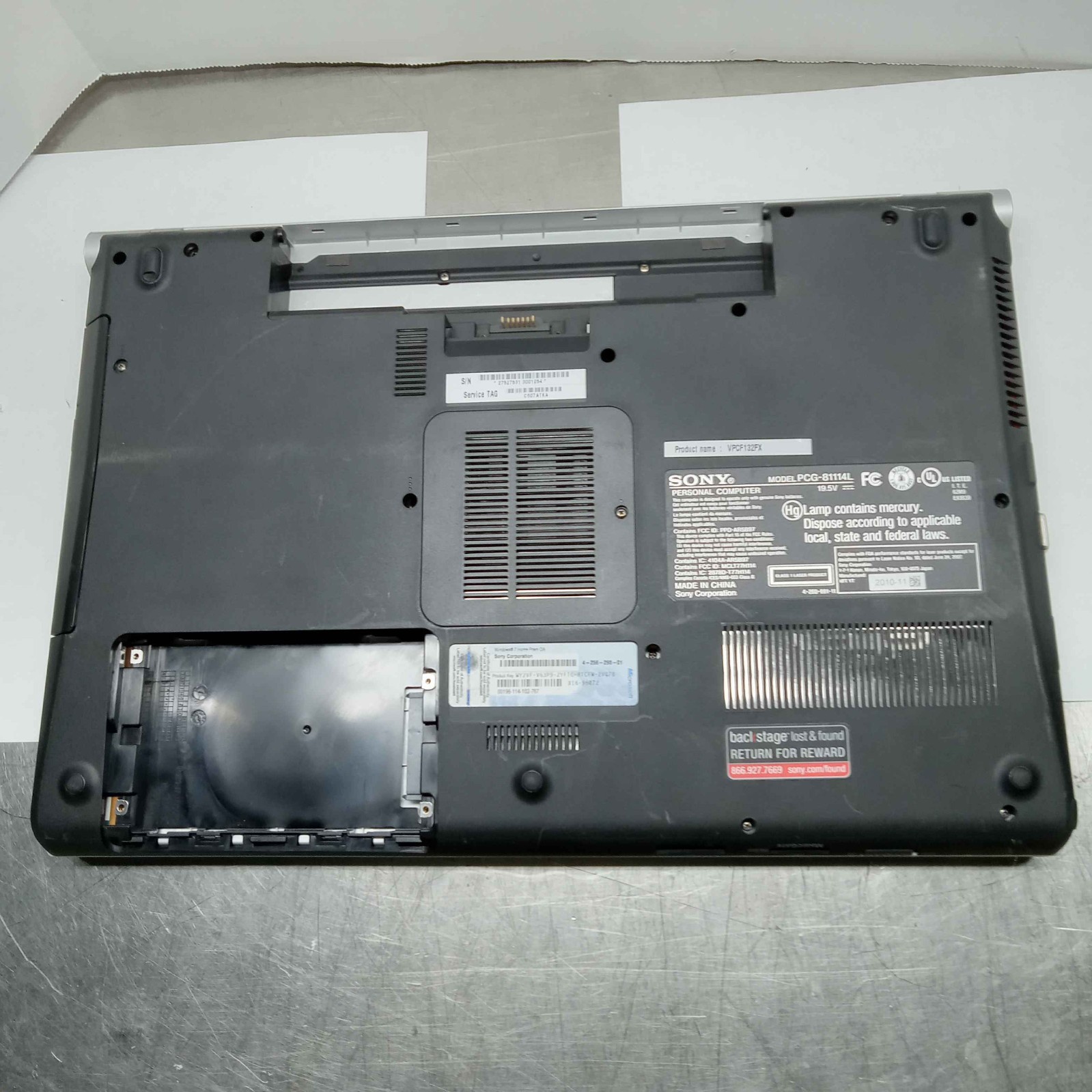 Rare Sony VPCF132FX Laptop i7-740QM 1.73GHz 4GB RAM Blu-Ray No Battery/HDD ^