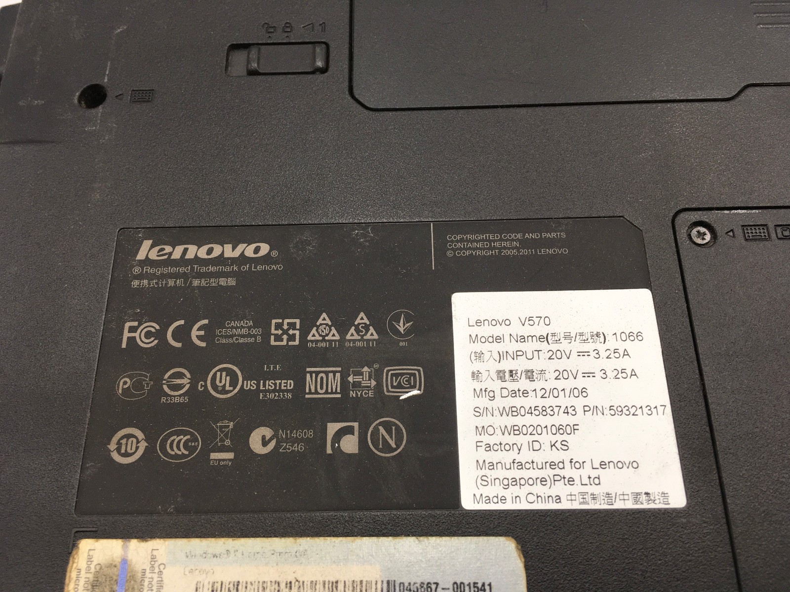 LENOVO V570 1066 – FOR PARTS/BAD LCD – INTEL i5-2410M – 6GB RAM – READ DESC – BB