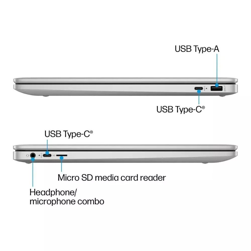HP – 15.6″ Chromebook – Intel Processor N200 – 8GB Memory – 64GB eMMC – Silver
