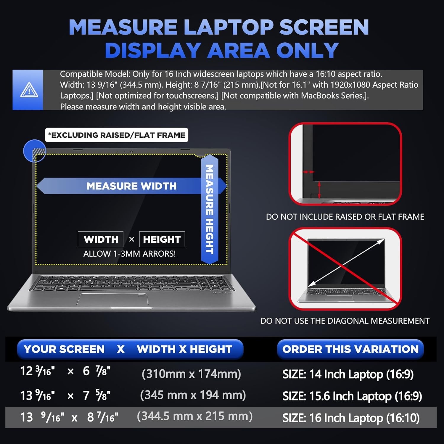 16″ Privacy Filter Screen Protector for 16 inch Widescreen Notebook Laptop