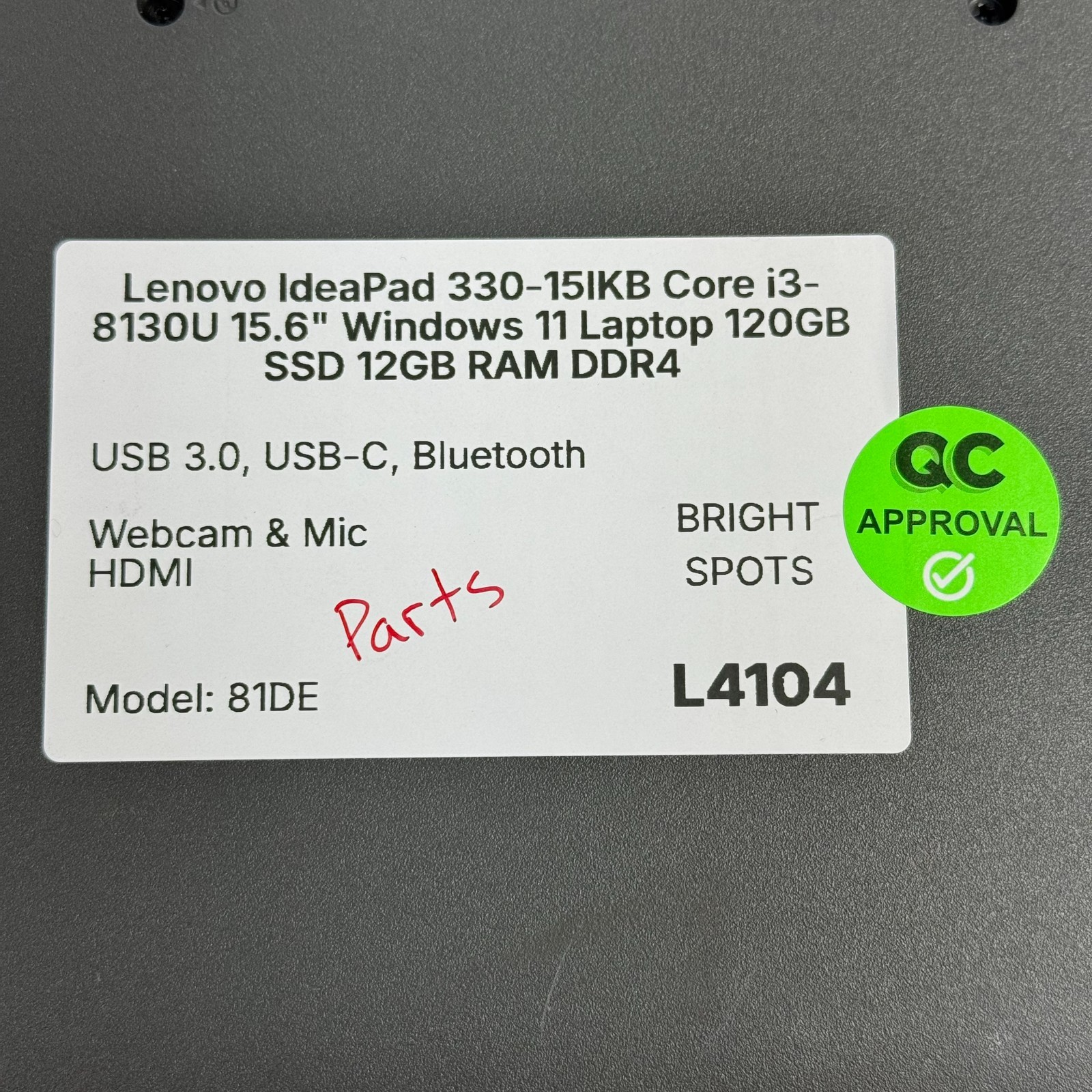 Lenovo IdeaPad 330-15IKB i3-8130U 15.6″ Laptop 120GB SSD 12GB RAM AS IS PARTS
