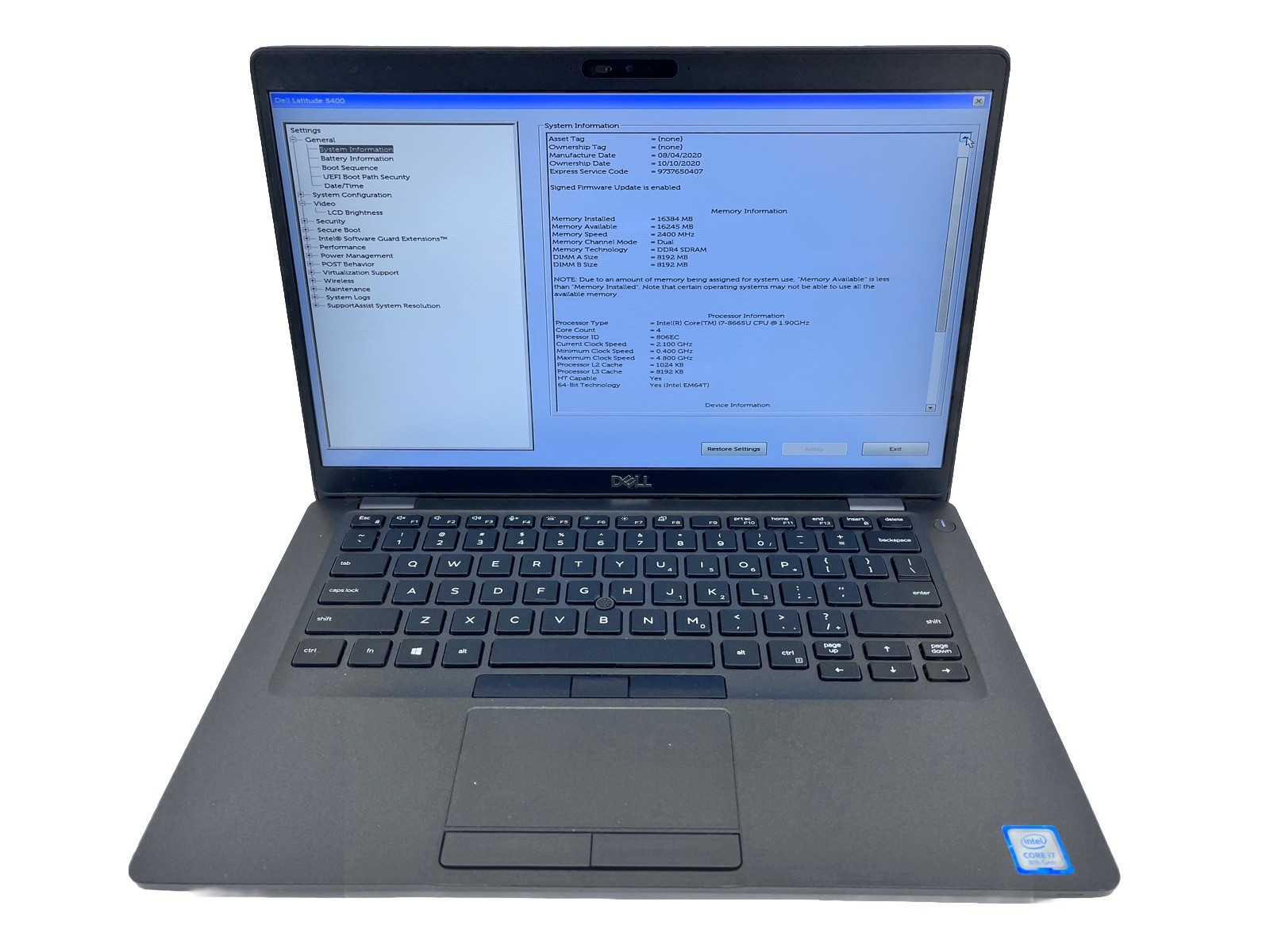 Dell Latitude 5400 14″ FHD i7-8665U @ 1.90GHz 16GB 256GB SSD *Grade C*