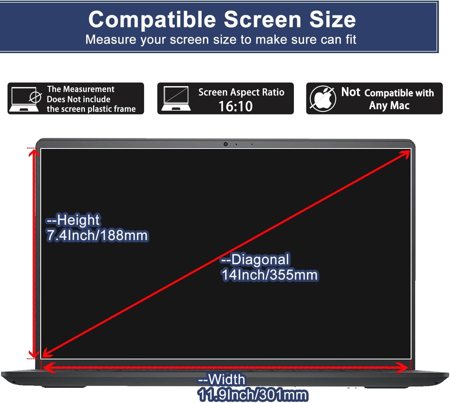 14″ 2 Pack Tempered Glass Screen Protectors for Dell/HP/Lenovo/Acer/Samsung Lapt