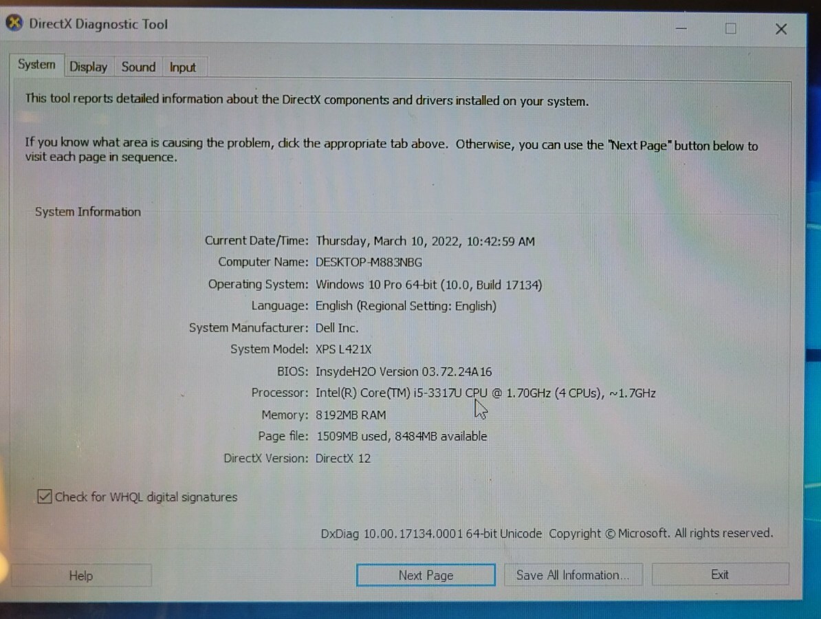 Dell XPS L421X 14″ HD i5-1.7GHz 500GB HHD 8GB RAM Windows 10 Pro W/Charger