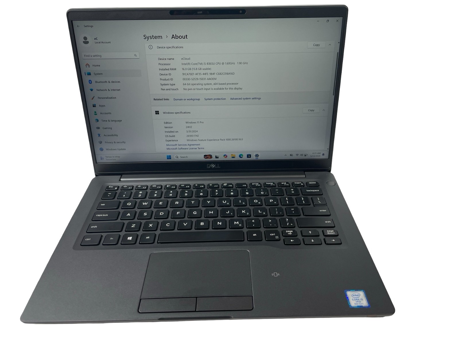 DELL Latitude 7400 14″ Intel Core i5-8365U 1.60GHz 16GB RAM 256GB NVMe Win. 11