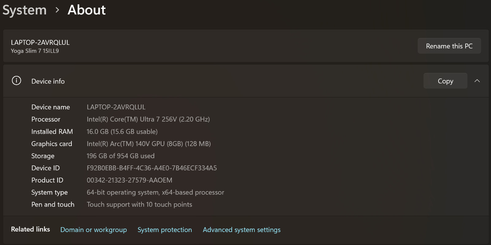 Lenovo Laptop Yoga Slim 7 15ILL9 – Type 83HM
