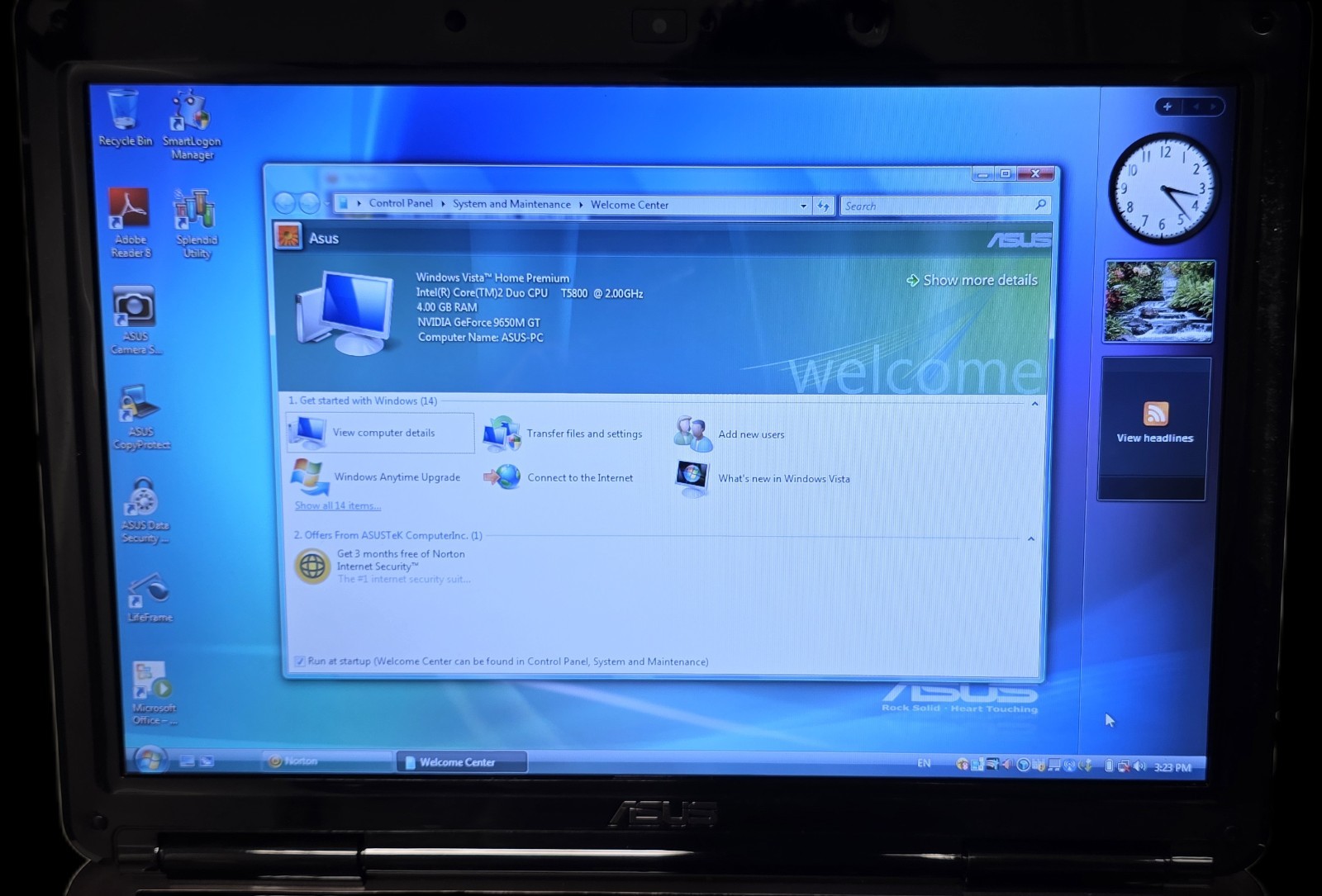 Asus N80V Laptop Windows Vista