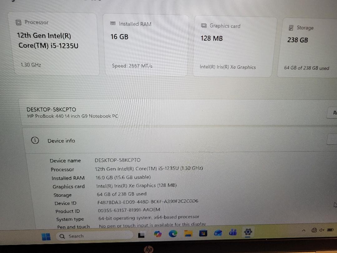 HP ProBook 440 G9 14″ i5-1235U@1.3GHz, 16GB DDR4, 256GB M2, Win 11 Pro