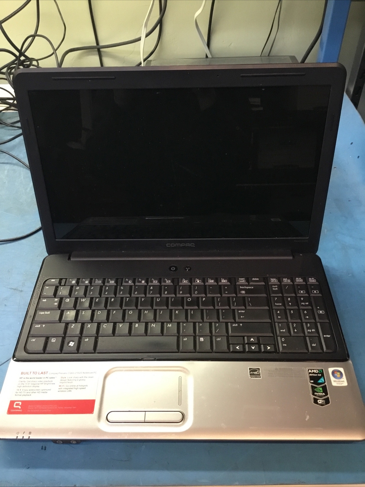 Compaq Presario CQ60 AMD Athlon Dual-Core 2.0GHz, 2GB RAM, 250Gb HDD, Win 10- J1
