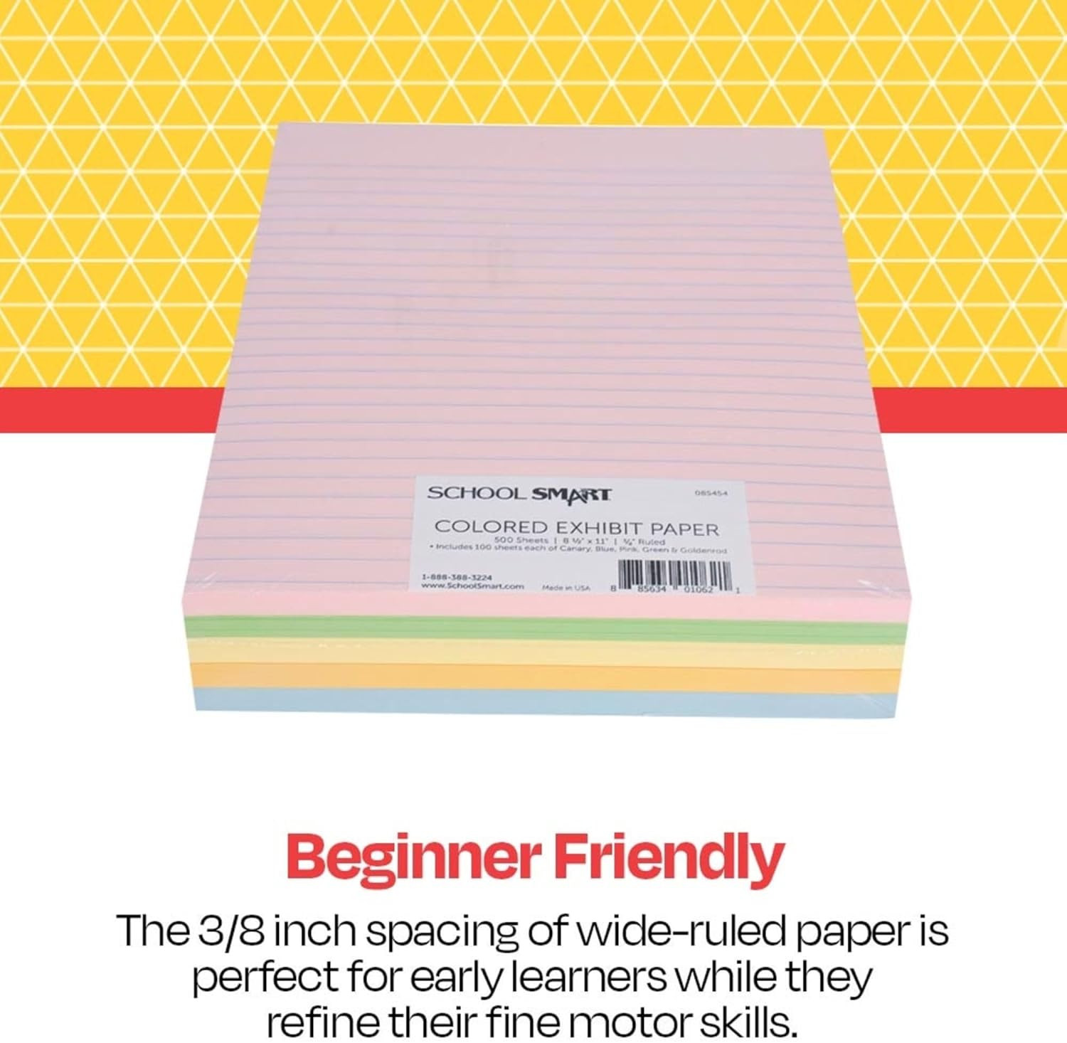 Ruled Exhibit Paper, 8-1/2 X 11 Inches, Assorted Colors, 500 Sheets – 085454