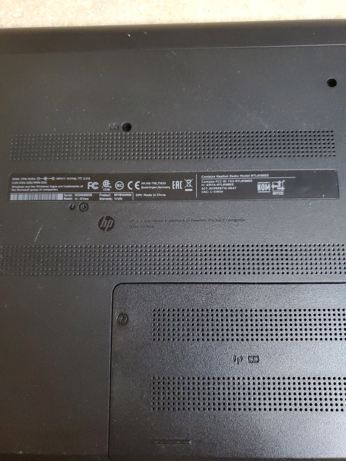“HP 15.6” Laptop Pentium N3540 4GB 500GB HDD – Bad Battery – Works Plugged In”