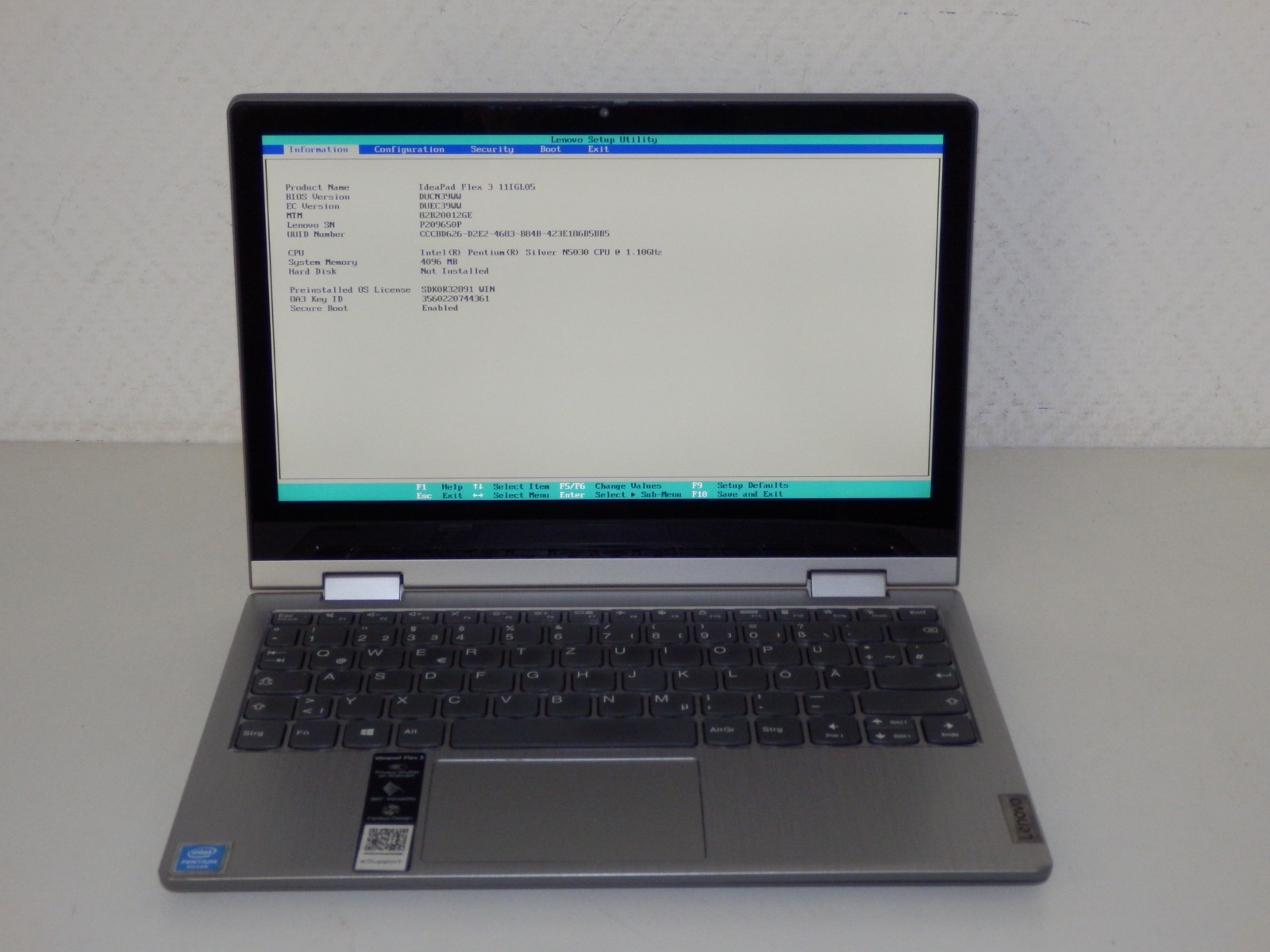 Lenovo IP Flex 3 11IGL05 – Intel Pentium N5030, 4GB Ram, No SSD, 11.6″ inch HD