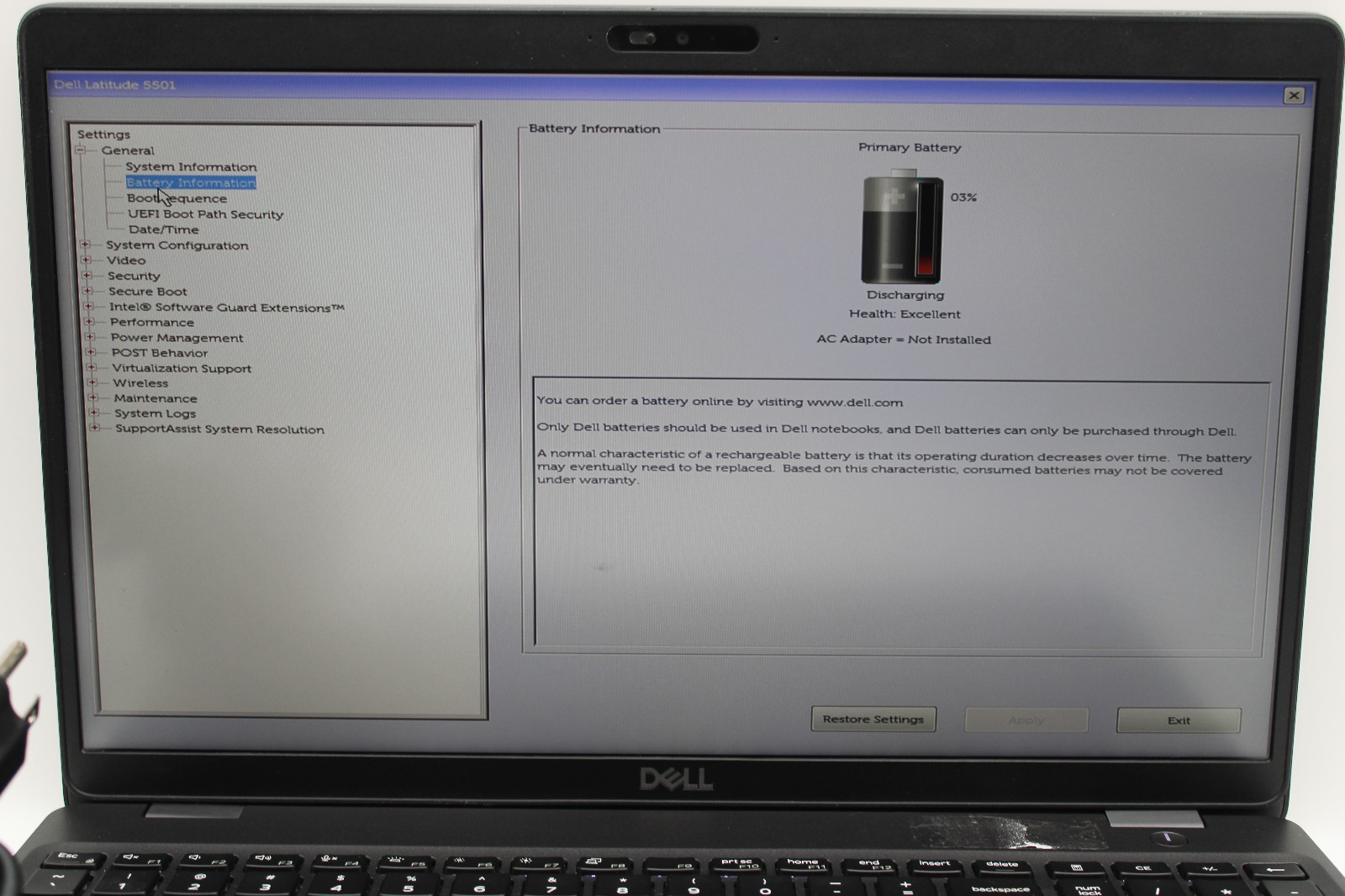 Dell Latitude 5501 i5-9400H @ 2.5 GHz 16GB RAM 256GB SSD No OS