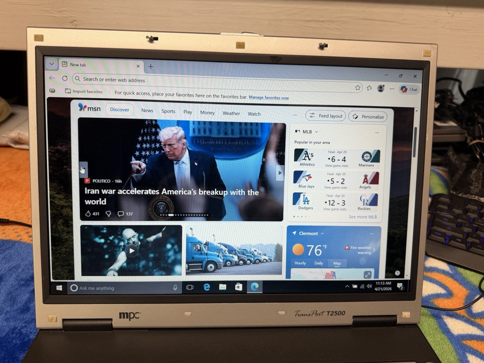 MPC Transport T2500 Laptop Computer 15.1 TFT Win10pro C2D 2.50 40GB 4GB DVDRW