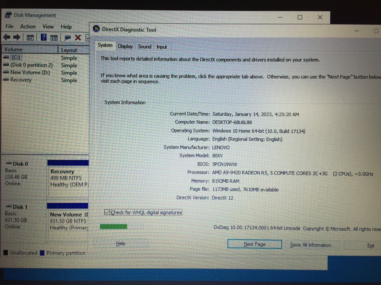 Lenovo Ideapad 320-15AST 15.6 Laptop/AMD A9-9420/8GB/1TB HDD+256GB SSD/W10H Blue
