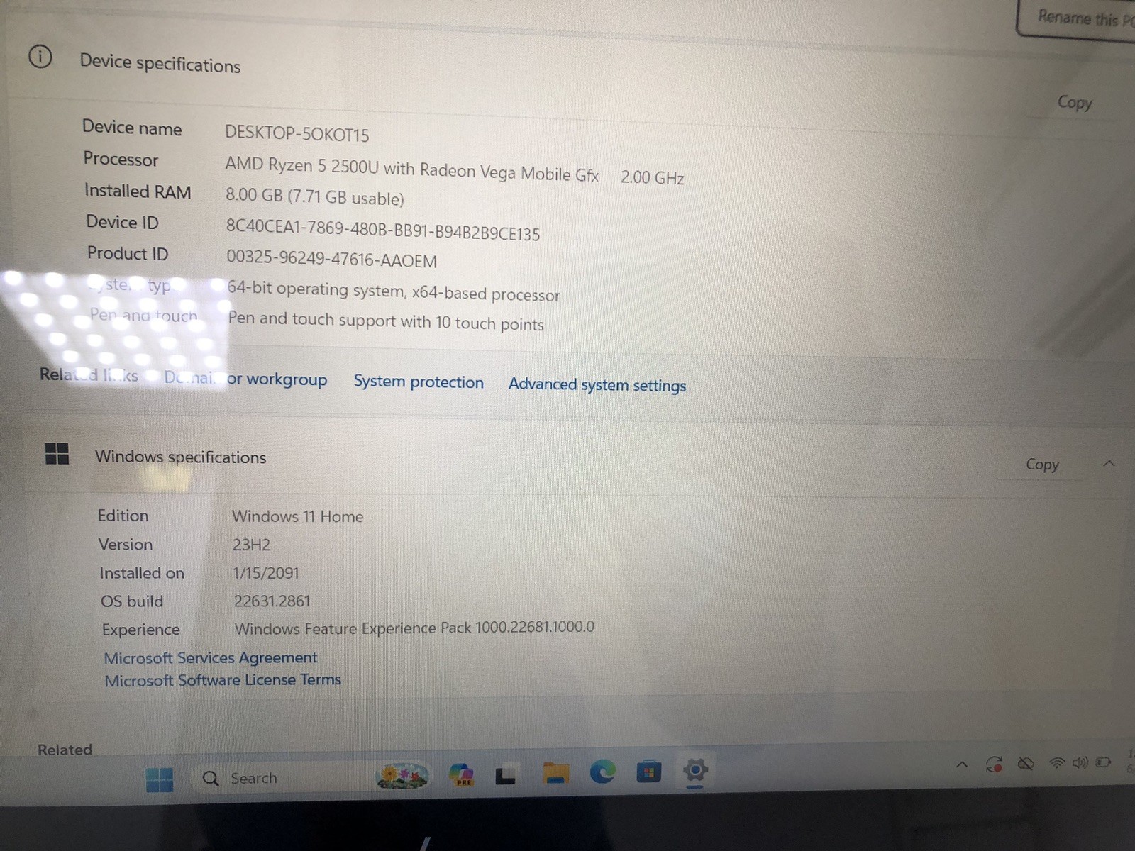 HP Envy x360 15m-bq1xx Ryzen 5 8GB RAM 256GB SSD Vega Graphics Touchscreen