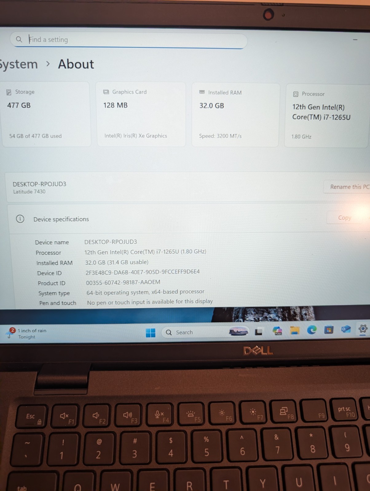 Dell Latitude 7430 14″ Laptop i7-1265U 32GB RAM 512GB Nvme Windows 11 Pro