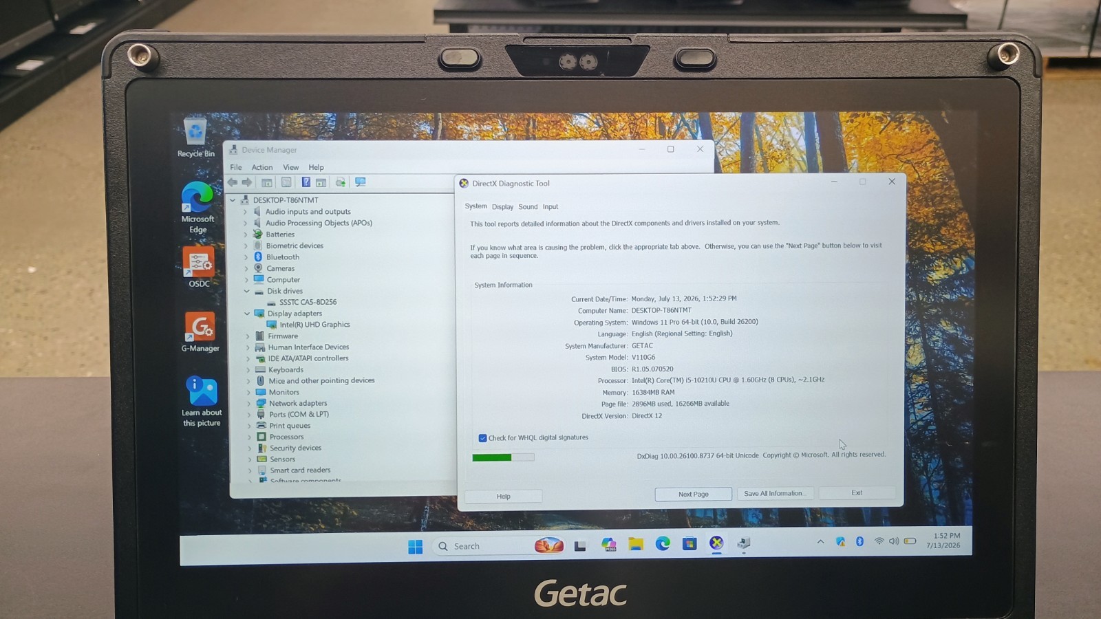 Getac V110G6 Quad Core i5-10210U 1.60GHz – 256GB SSD – 16GB – Win 11 Pro
