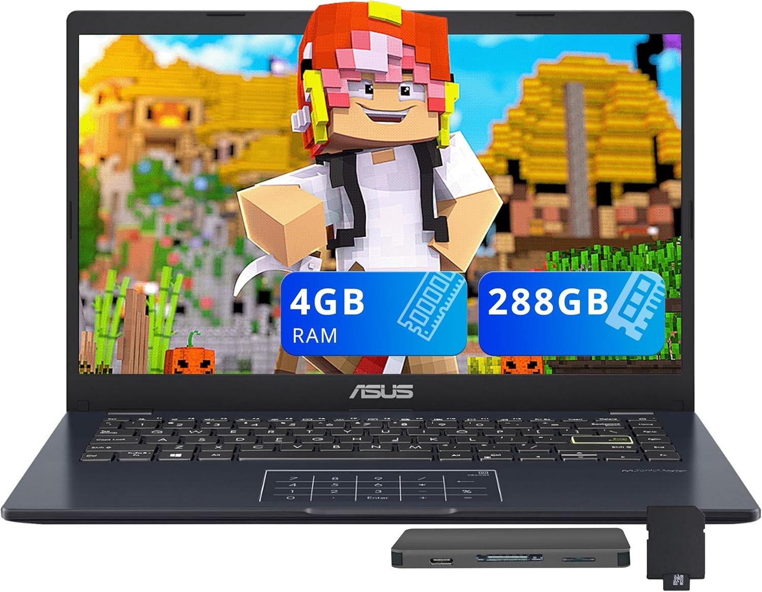 Vivobook Go 14″ FHD Laptop, Intel Celeron N4500, 4GB RAM, 288GB Storage128GB …