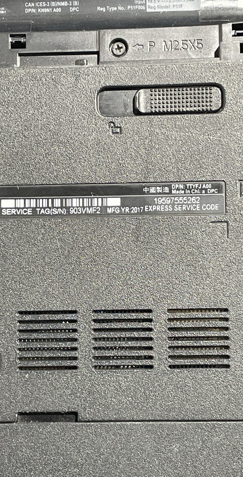 Dell Inspiron 15 P51F006 15.6″ Intel Core i3 7th Gen P51F Laptop For Parts