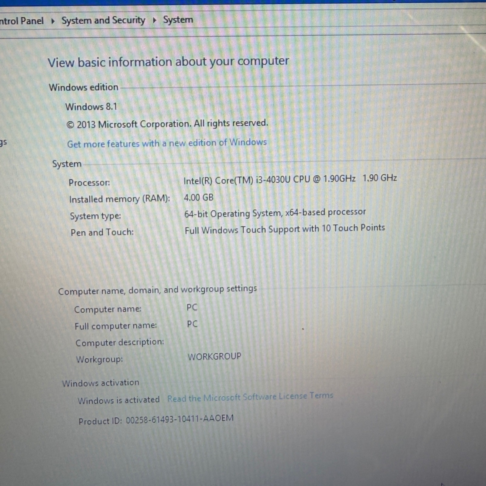 Dell Inspiron 3542 15.6″ Touchscreen Laptop i3-4030U 4GB RAM 500GB HDD Read
