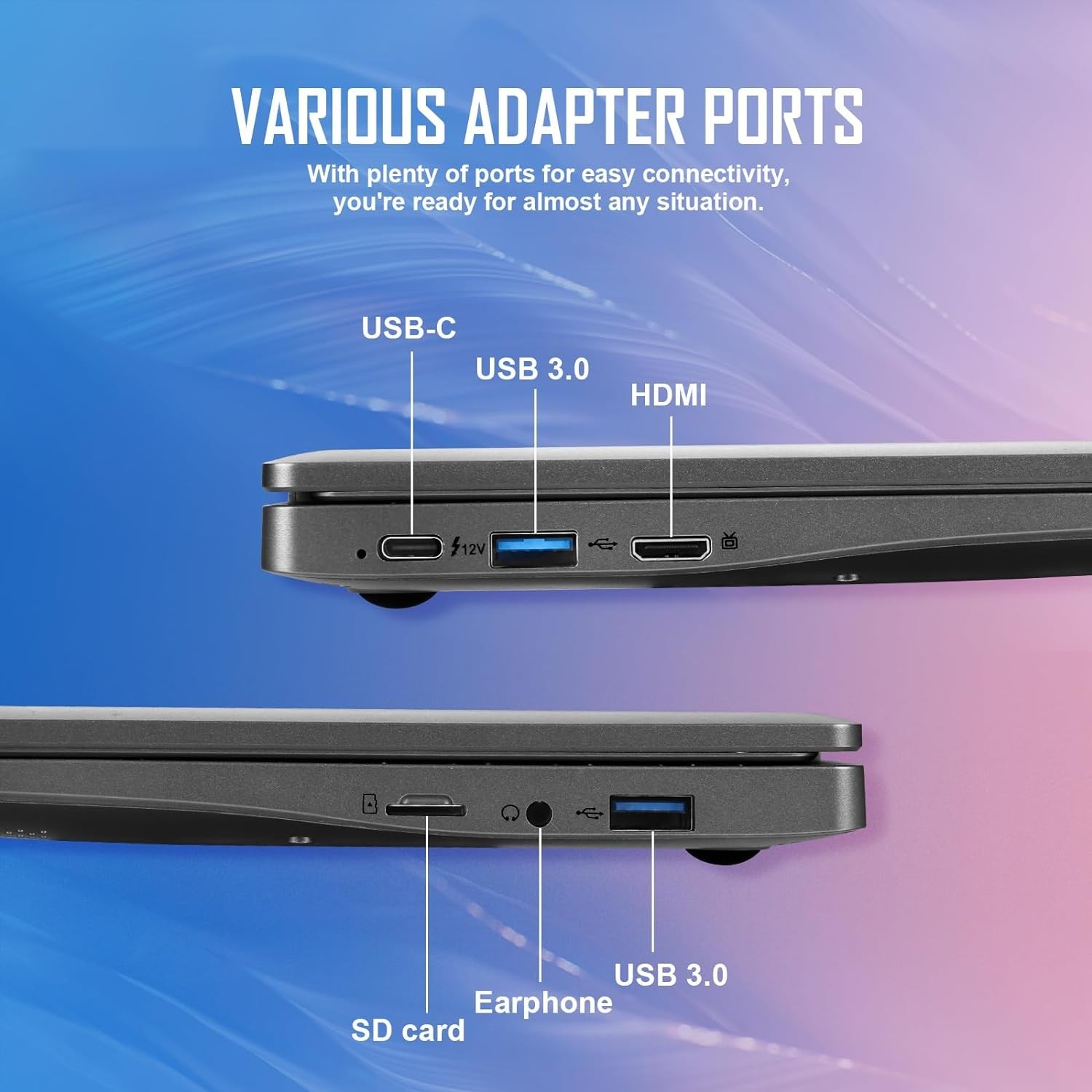 10” Laptop Windows 11 Notebook 8GB+128GB Intel Celeron Quad-Core Processors